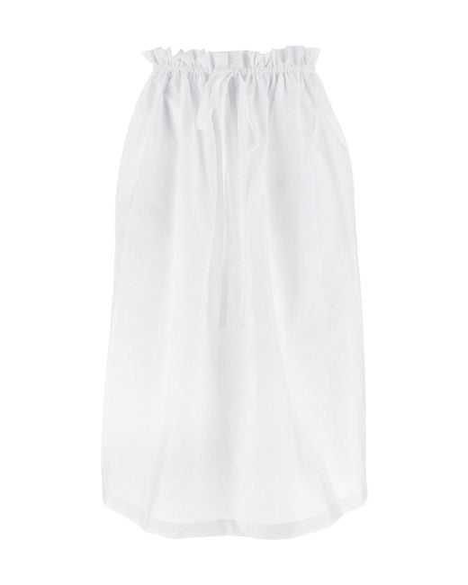 Fabiana Filippi White Gathered Waist Drawstring Midi Skirt