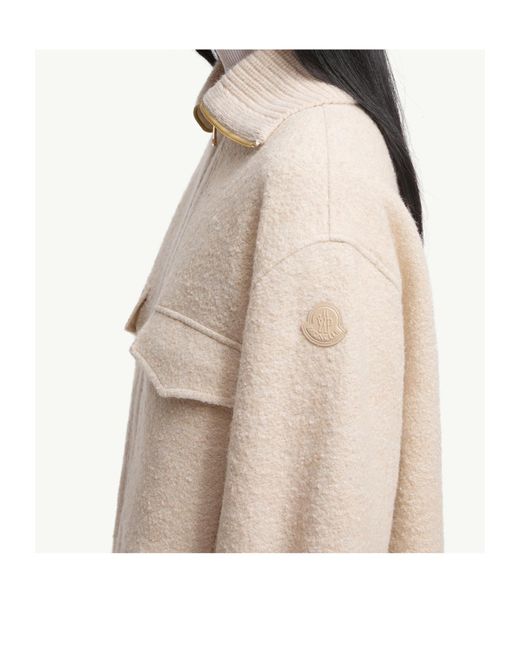 Moncler Natural Logo Patch Zip-Up Shirt