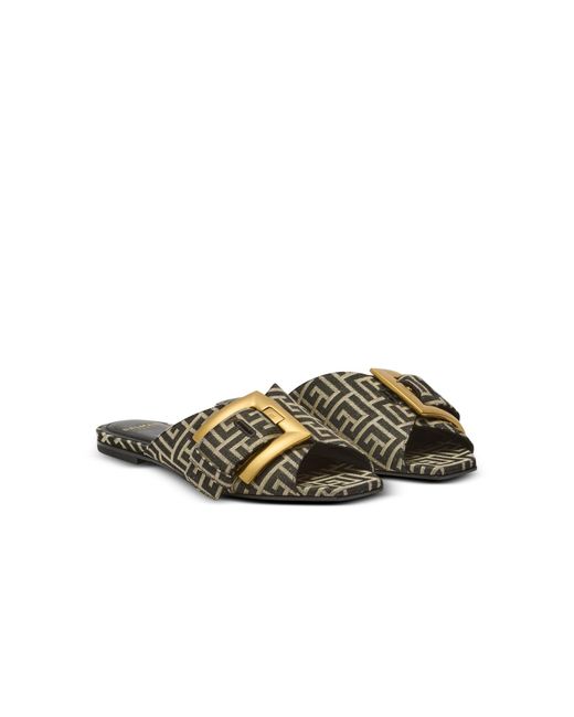 Balmain Multicolor Flat Monogram Jacquard Anthem Sandals