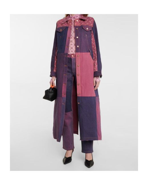 MARINE SERRE Purple Colorblocked Denim Coat