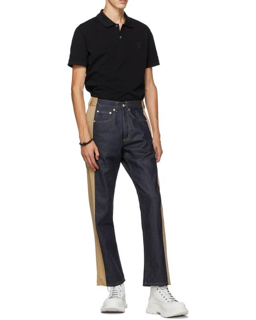 McQueen Black Skull Patch Polo Shirt for men