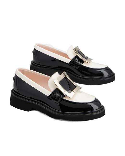 Roger Vivier Black Viv' Rangers Embellished Buckle Loafers