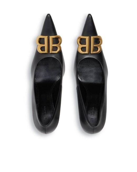Balenciaga Black Logo Plaque Pointed-Toe Heels