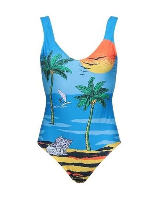 Ganni Blue One-Piece Swimsuits