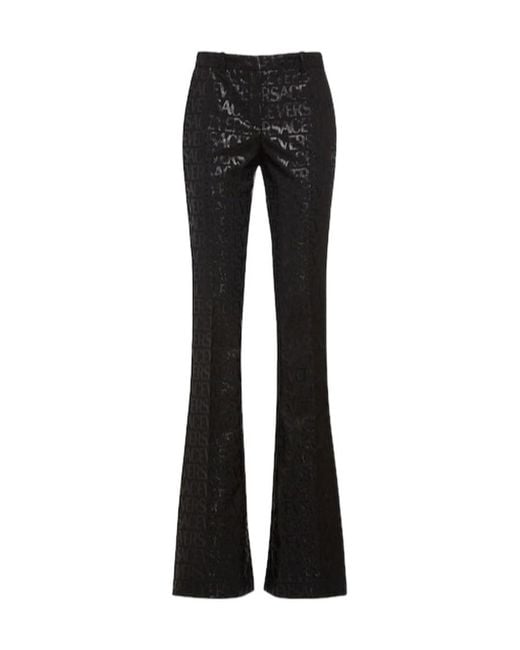 Versace Black Logo Jacquard Bell Bottoms