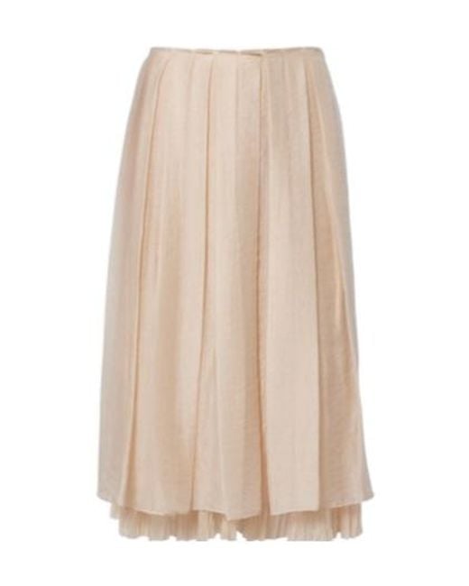 Vince Natural Tiered Pleated Midi Skirt