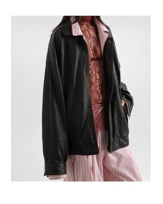Dolce & Gabbana Black Oversized Leather Jacket
