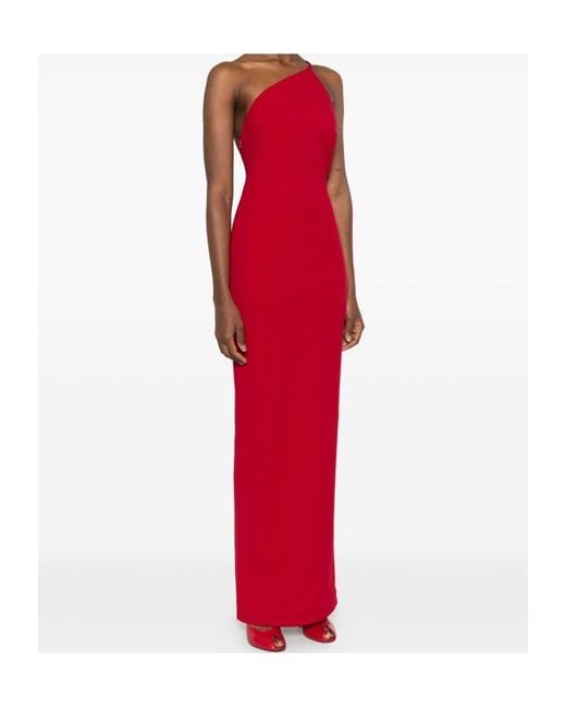 Solace London Red London Alexandra One-Shoulder Maxi Dress