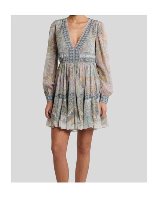 Etro Gray Silk Mini Dress