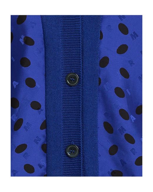 Marni Blue Polka Dot Wool Knit Sweater