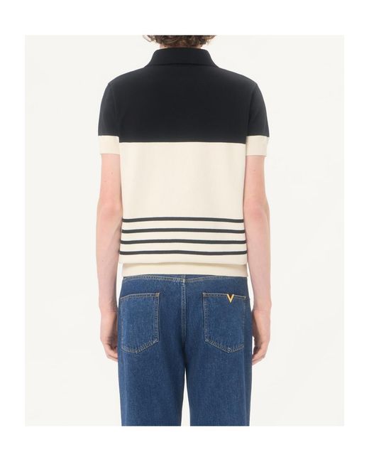 Valentino Black Wool Polo Shirt With Vlogo for men
