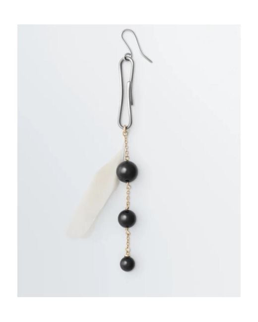 Lemaire White Onyx Feather Dot Earrings