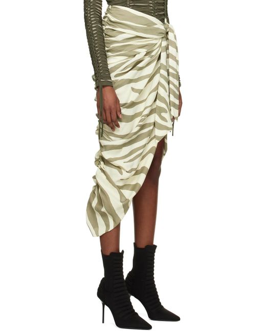 Balmain White Zebra-Print Midi Skirt