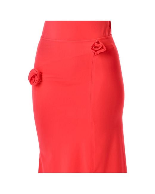 Coperni Red Floral Appliqué Asymmetric Skirt