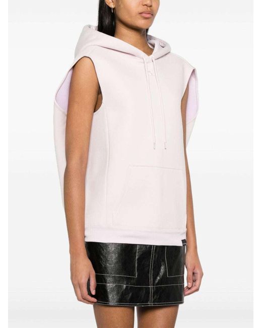 Courreges Pink Logo-Embroidered Jersey Hoodie