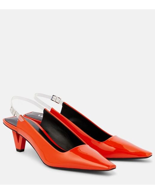 Versace Red Leather Slingback High-Heeled Sandals