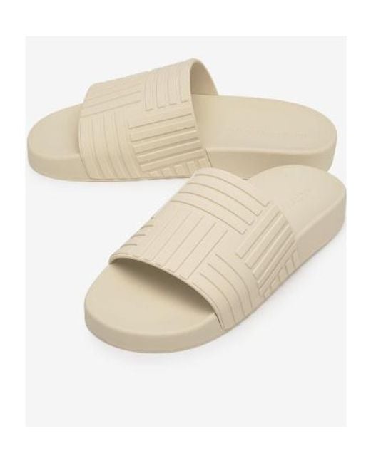 Bottega Veneta White Flat Slide Sandals