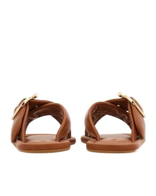 Ferragamo Brown Gancini Ornament Slide