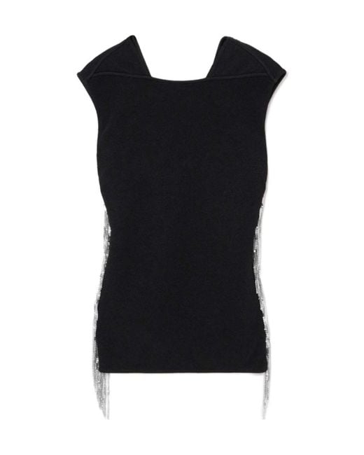Jil Sander Black Fringed Backless Blouse
