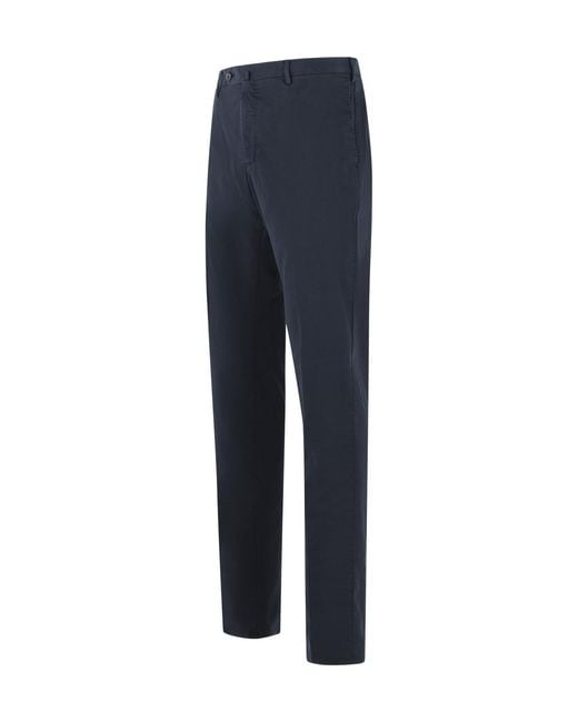 PT01 Blue Casual Trousers With Belt Loops for men
