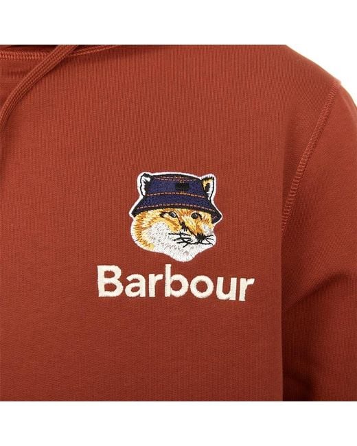 Barbour Orange Logo-Embroidered Cotton Hoodie for men