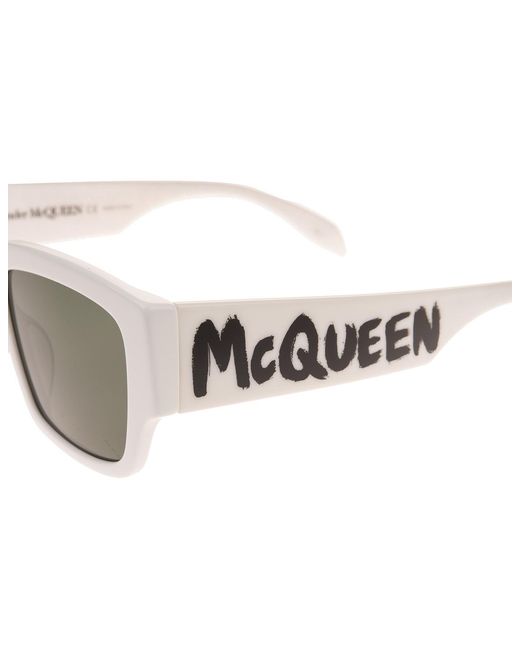 McQueen Multicolor Logo-Arm Rectangle-Frame Sunglasses