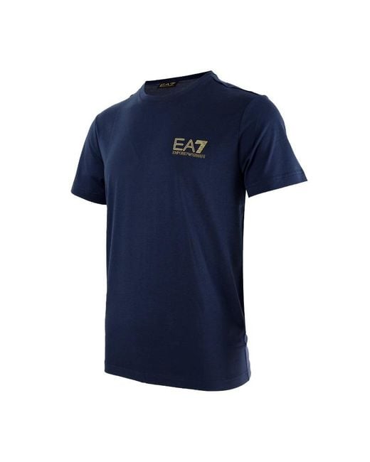 EA7 Blue Logo Printed T-Shirt for men