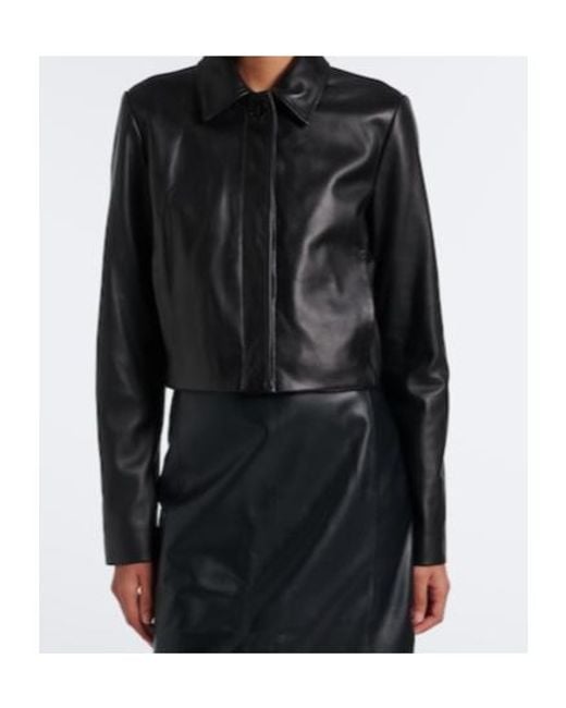 Vince Black Cropped Leather Jacket
