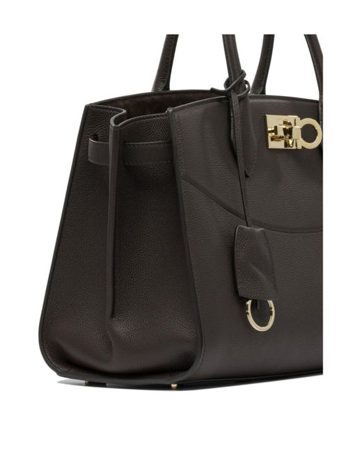 Ferragamo Black Double Handle Tote Bag