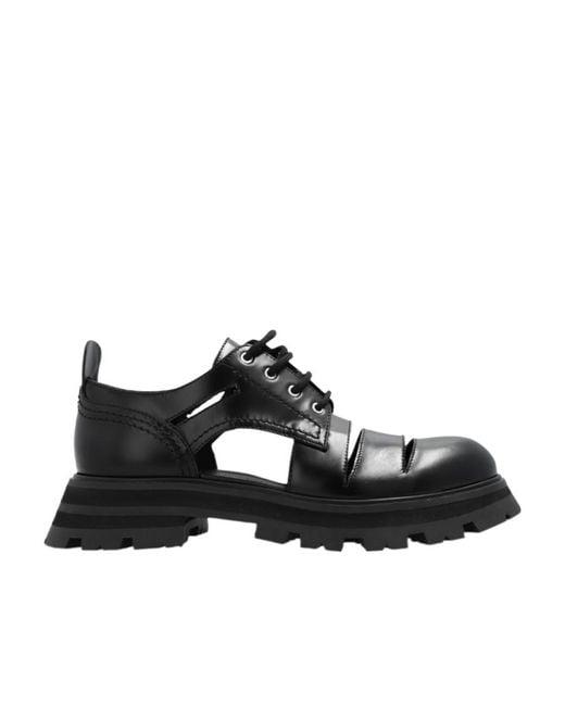 McQueen Black Lace-Up Derby Shoes