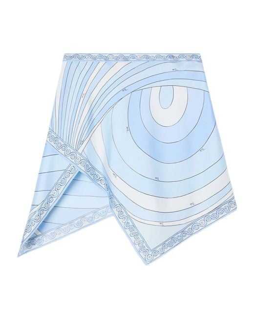 Emilio Pucci Blue Pucci Iride Asymmetric Scarf Skirt