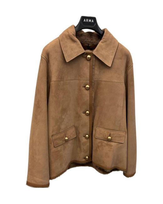 Arma Brown Long-Sleeved Leather Jacket