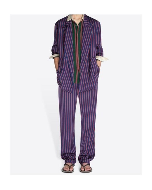 Dries Van Noten Purple Striped Blazer for men