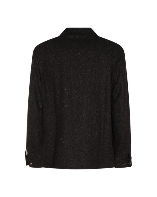 Eleventy Black Speckled Shirt Jacket for men