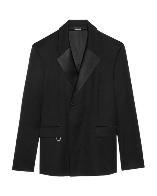 Jacquemus Black Double-Breasted Tuxedo Blazer for men