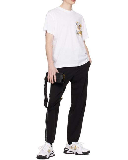 Versace Jeans White Logo-Print Cotton T-Shirt for men
