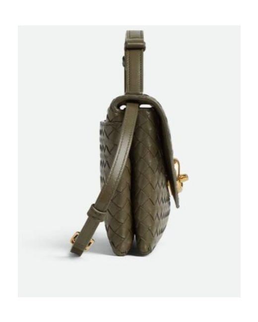 Bottega Veneta Green Intrecciato Knot Lock Crossbody Bag