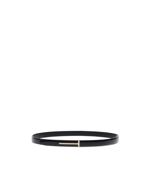 Tom Ford White T-Buckle Leather Belt