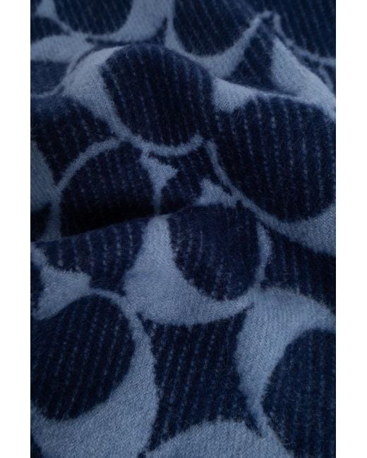 COACH Blue Logo Fringed Scarf for men