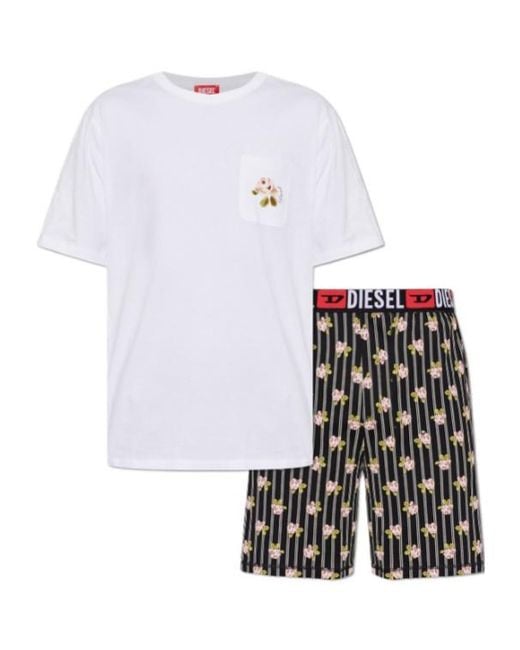 DIESEL White Raul D Core Printed Pyjamas Set for men
