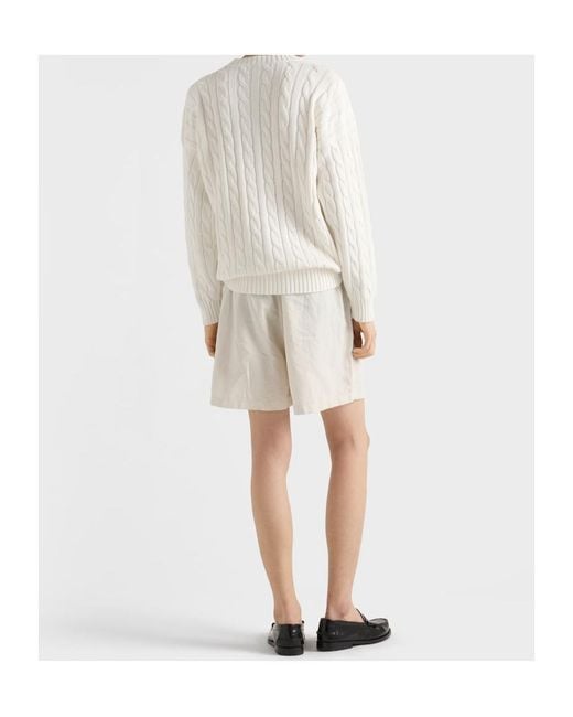 Prada White Logo-Embroidered Crewneck Jumper for men