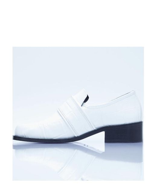 By Far White Embossed Round Head Loafers