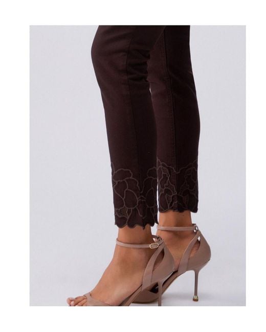 Liu Jo Purple Floral Embroidered Skinny Trousers