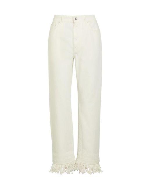 Rabanne White Fringed Straight-Leg Jeans