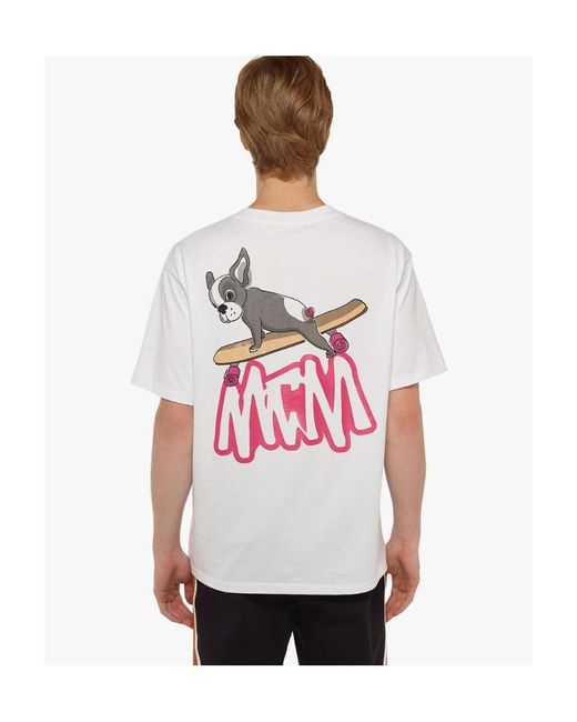 MCM White Sommer Logo-Print T-Shirt for men