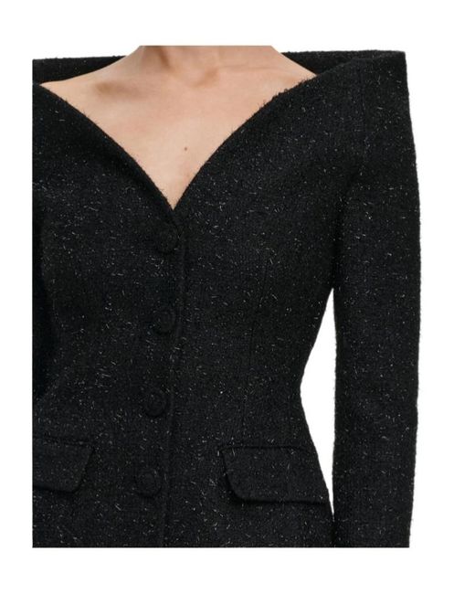 Self-Portrait Black Metallic Boucle Satin Maxi Dress