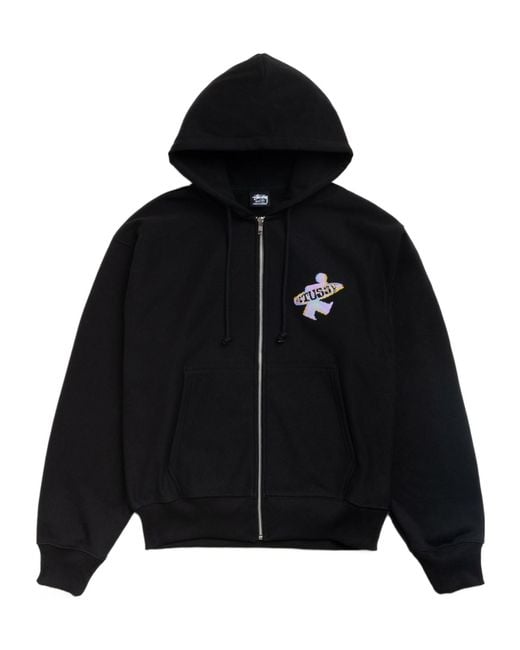 Stussy Black Dot Surf Puff Print Zip Hoodie for men