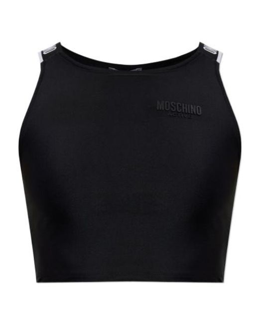 Moschino Black Logo Rubberised Cropped Top
