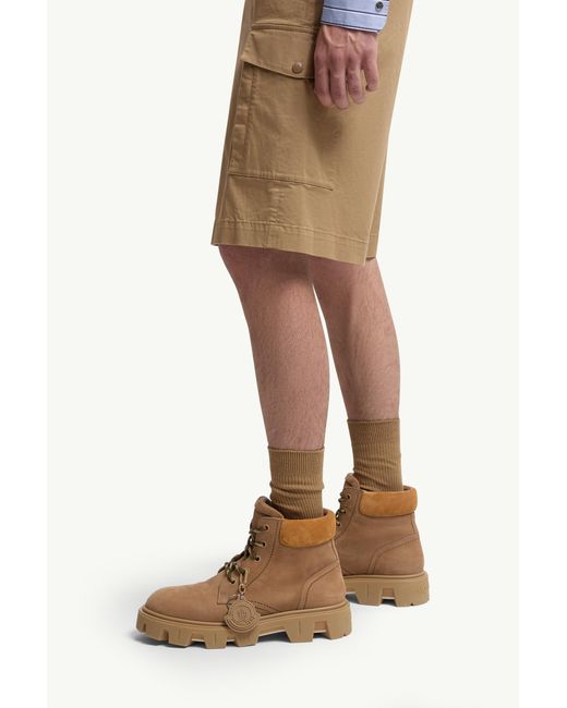 Moncler Natural Logo-Patch Cargo Shorts for men