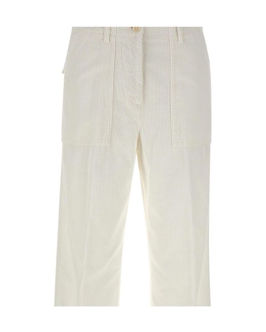Aspesi White Wide-Leg Corduroy Pants